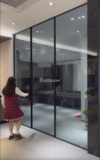 Rothnow® Aluminum Door - 16x45 Series Pivot Door-European Grey Glass