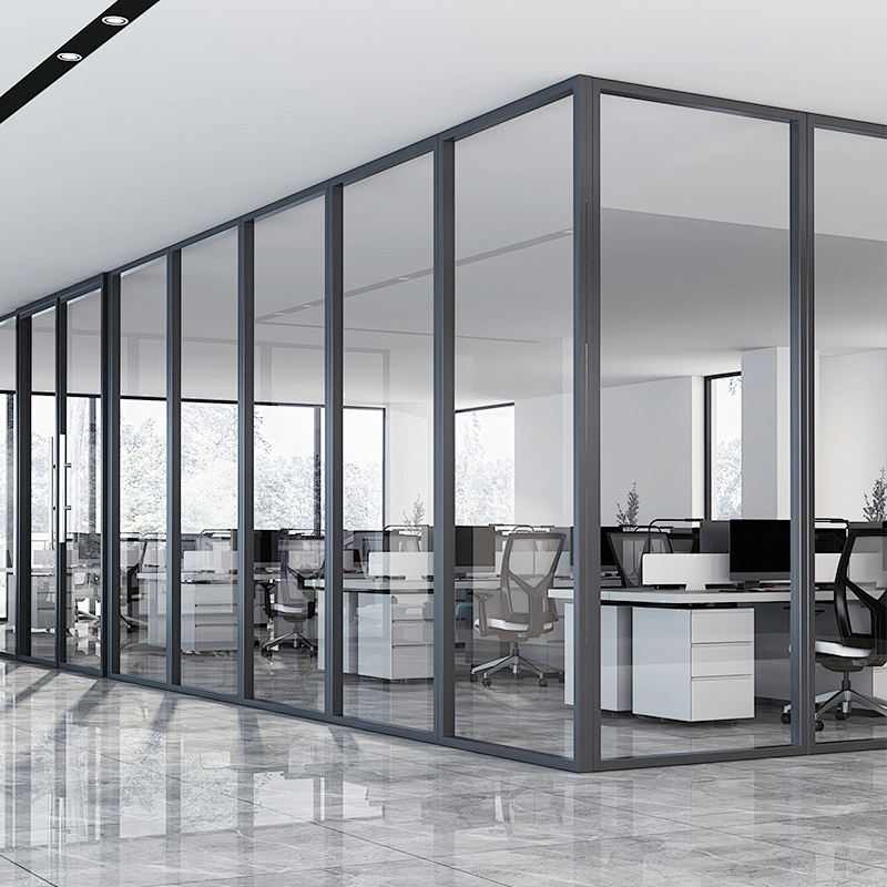 Rothnow® 100 series glass office partition in white, 1000mm wide by 1000mm high, modern and sleek office room divider.