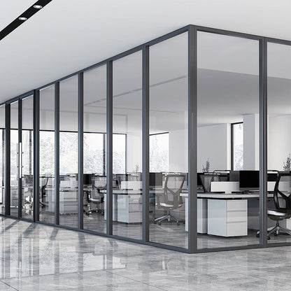 Rothnow® 100 series glass office partition in white, 1000mm wide by 1000mm high, modern and sleek office room divider.