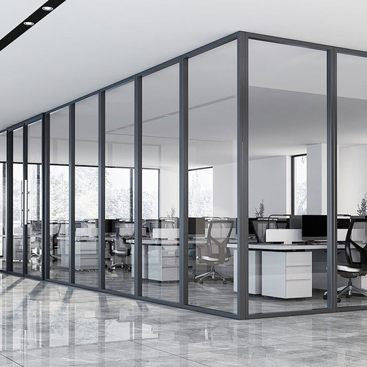 Rothnow® 100 series glass office partition in white, 1000mm wide by 1000mm high, modern and sleek office room divider.