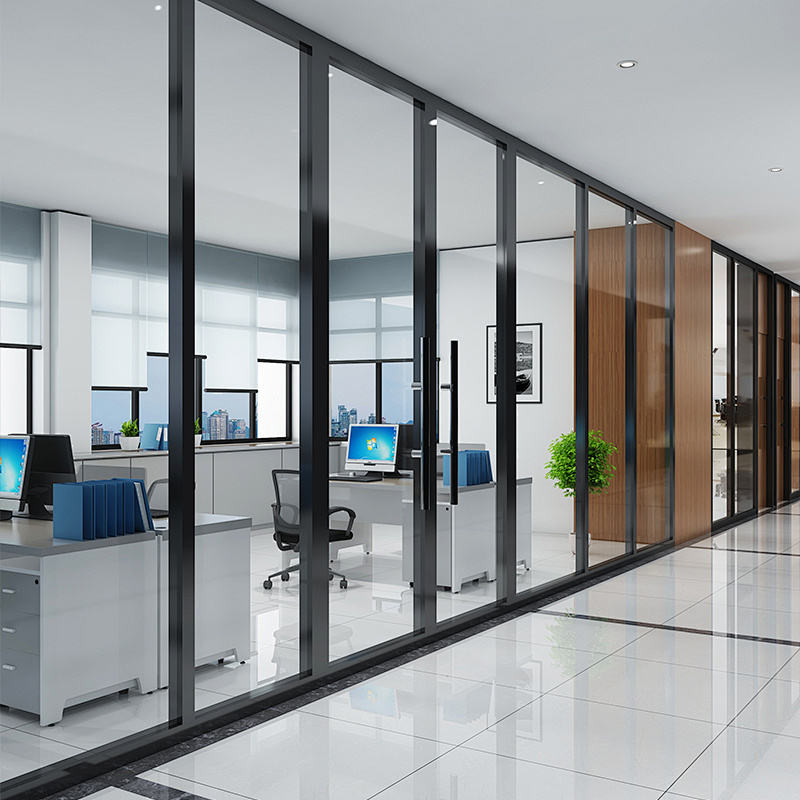 Rothnow 100 series glass office partition, 1000mm wide by 1000mm high, with white frame, PR-A80-E model.