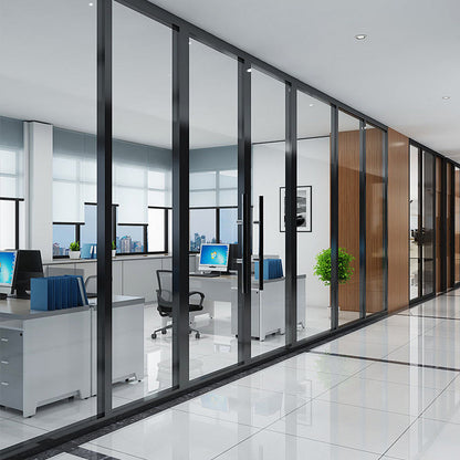 Rothnow 100 series glass office partition, 1000mm wide by 1000mm high, with white frame, PR-A80-E model.