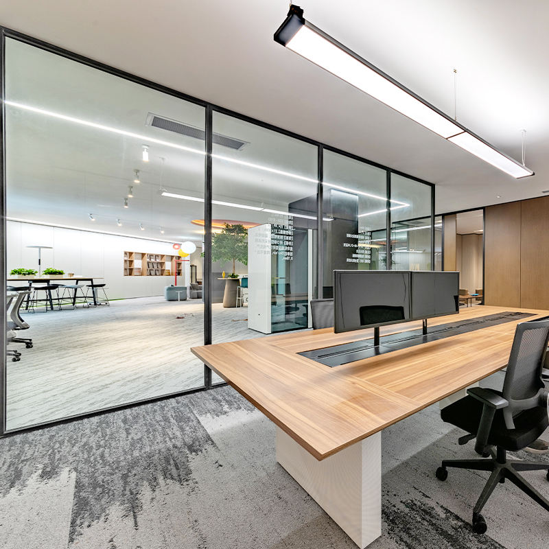Rothnow 100 series glass office partition PR-A80-E, white, 1000mm wide by 1000mm high, modern clear glass with frame.