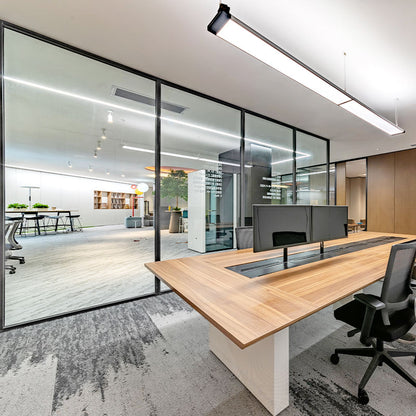 Rothnow 100 series glass office partition PR-A80-E, white, 1000mm wide by 1000mm high, modern clear glass with frame.