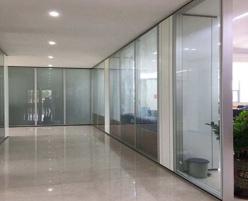 White Rothnow 100 series glass office partition, 1000mm wide by 1000mm high, with sleek modern design for workspace division.