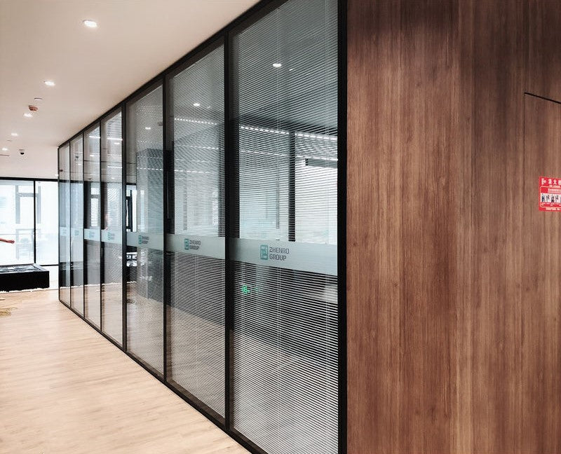 White Rothnow 100 series glass office partition with 1000mm width and height, showcasing sleek modern design for office space.