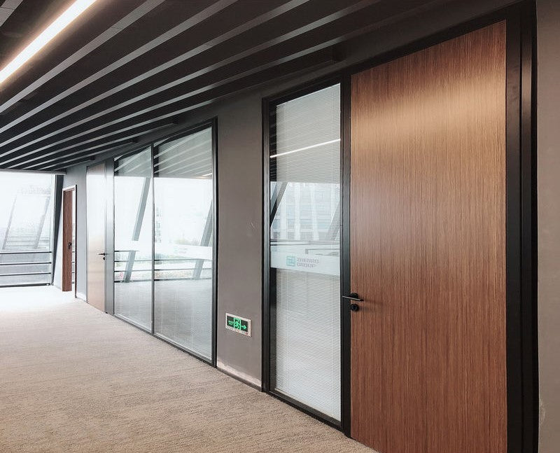 White Rothnow 100 series glass office partition, 1000mm wide by 1000mm high, with sleek modern design for workspace separation.