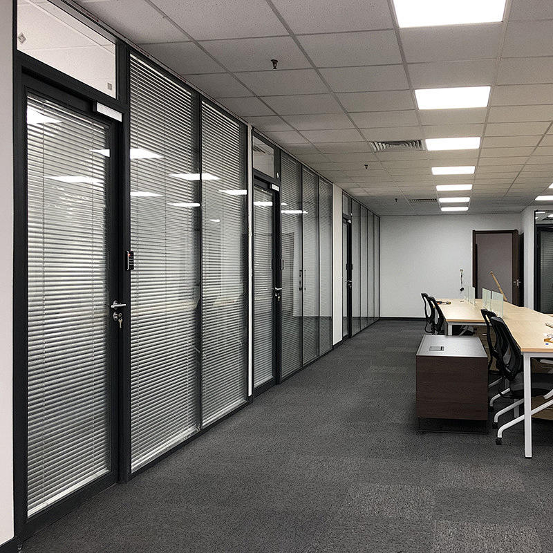 Rothnow 100 series glass office partition with shutter, white, 1000mm wide by 1000mm high, modern office space divider