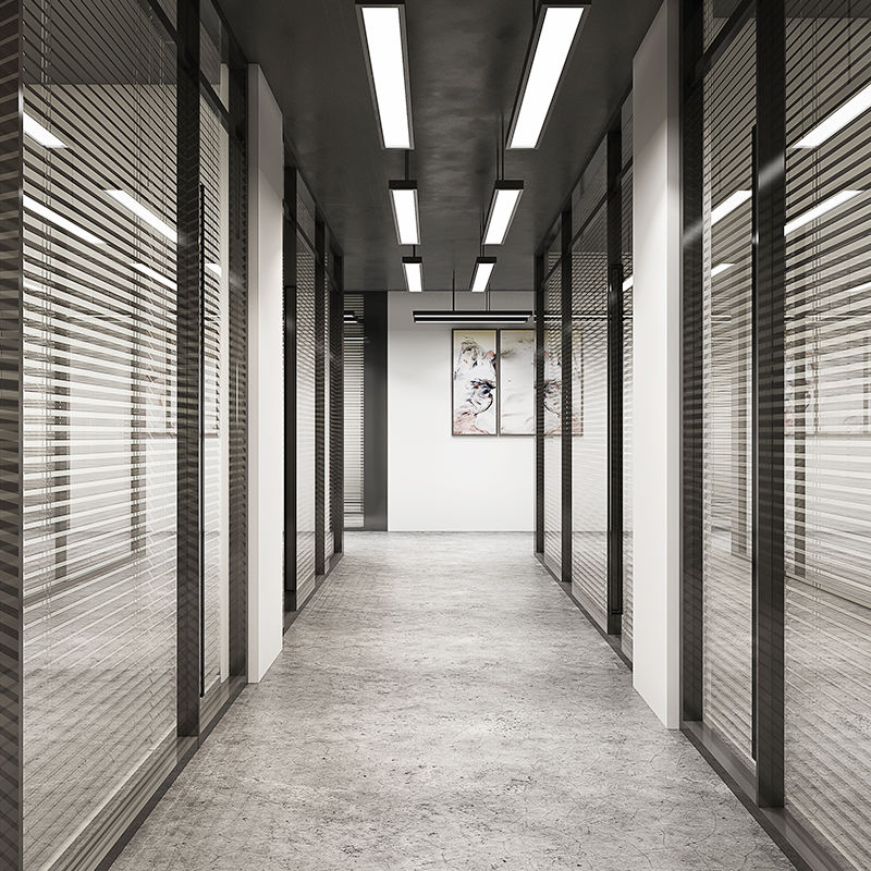 Rothnow 100 series glass office partition with shutter, 1000mm wide and 1000mm high, white, modern partition for office spaces