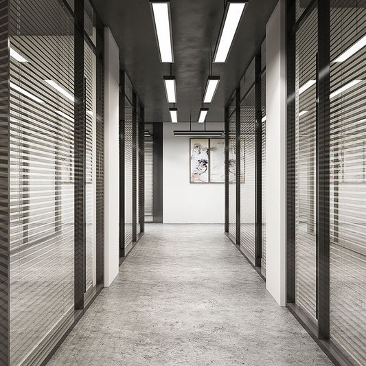 Rothnow 100 series glass office partition with shutter, 1000mm wide and 1000mm high, white, modern partition for office spaces