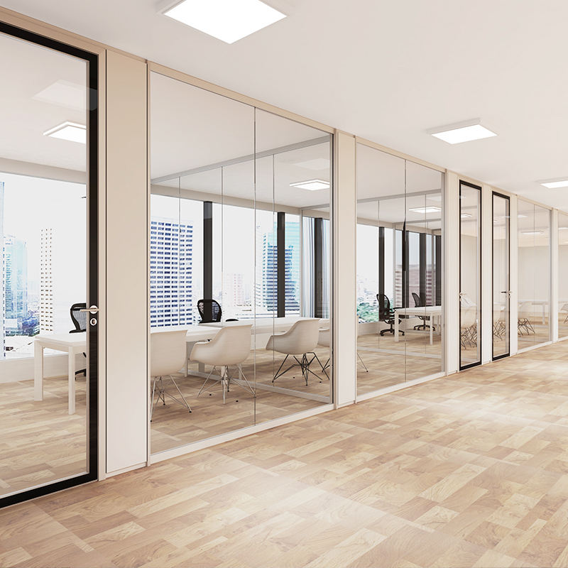 Rothnow 30 series glass office partition in white, 1000mm wide and high, PR-A80-F model, used for office space separation.