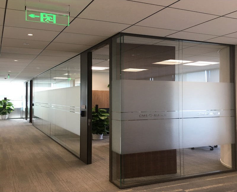 Rothnow 30 series glass privacy partition in white, 1000mm wide and high, modern office room divider for privacy and space separation