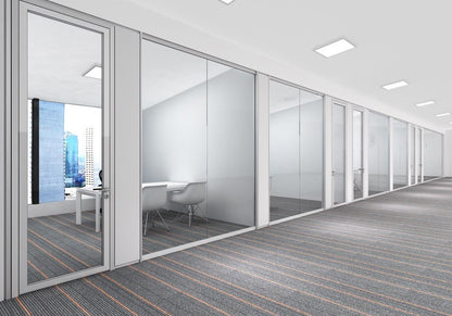 Rothnow 30 series glass office partition in white, transparent divider for modern workspace, PR-A80-F model