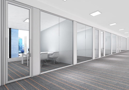 Rothnow 30 series glass office partition in white, transparent divider for modern workspace, PR-A80-F model