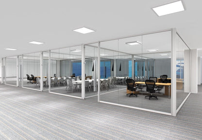 Rothnow 30 series glass office partition in white, transparent design, 1000mm wide by 1000mm high for modern workspace division.