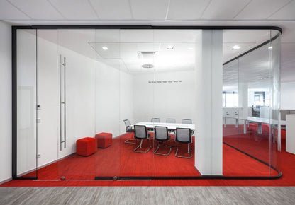 Rothnow 30 Series glass office partition, transparent, 1000mm wide by 1000mm high, with white frame for modern workspace division