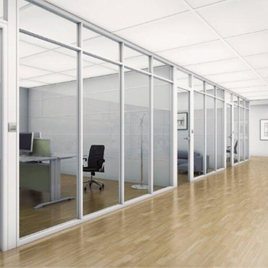 Rothnow 83 series glass office partition in white, 1000mm wide and high, with sleek modern design for professional workspace separation.