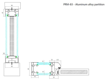 Rothnow 83 series glass office partition PR-A80-B, 1000mm wide x 1000mm high, white, with sleek transparent glass panels.