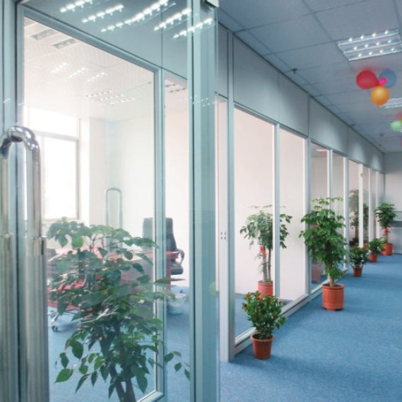 Rothnow 83 series glass office partition, white, 1000mm wide by 1000mm high, clear glass with sleek frame design.