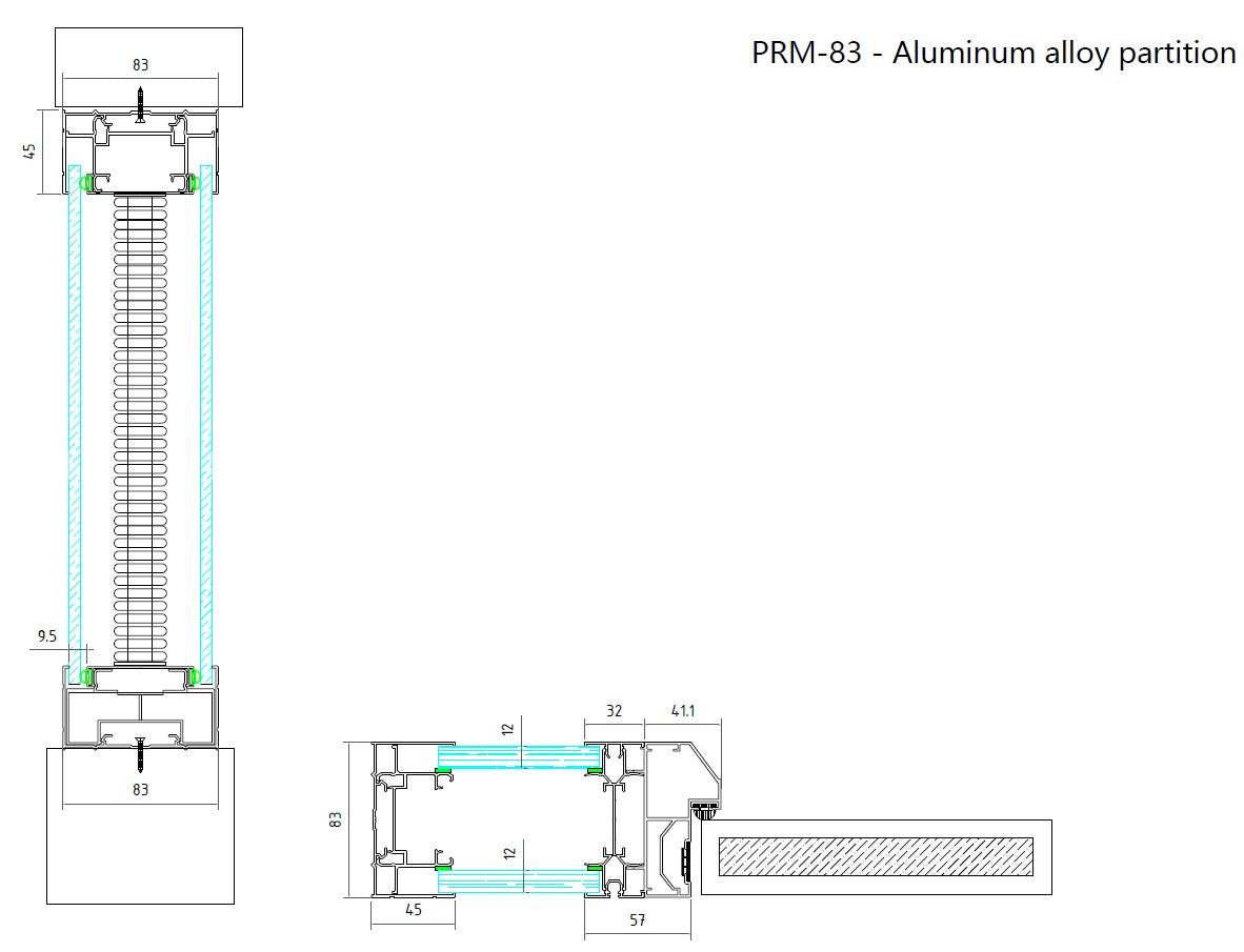 Rothnow 83 series glass office partition, 1000mm wide by 1000mm high, featuring a sleek white frame and modern design.