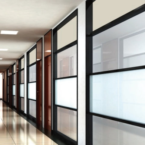 Rothnow 83 series glass privacy partition in white, 1000mm wide by 1000mm high, with sleek glass panels for office division.