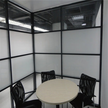 Rothnow® 83 series glass privacy partition in white, 1000mm wide by 1000mm high, with sleek glass panels for office privacy