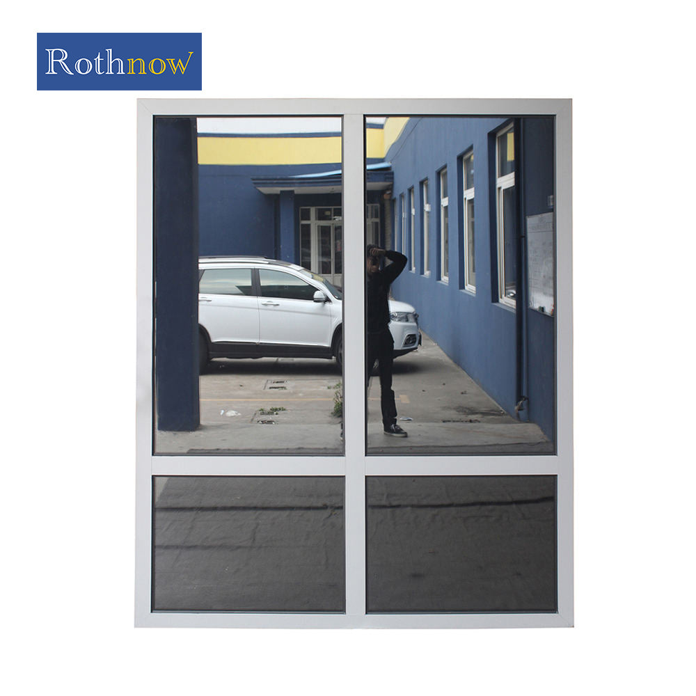 Black Rothnow 10-year warranty aluminum fixed window, 1000mm W x 1000mm H, with sleek frame and clear glass pane.