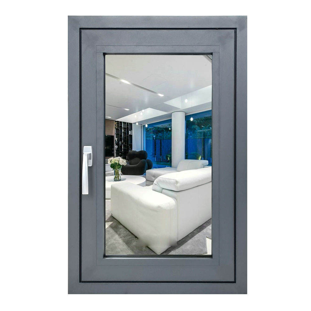 Rothnow Aluminum 108 Series Casement Window with black frame and integrated bug screen, 1000mm wide by 1000mm high, with 150mm width.