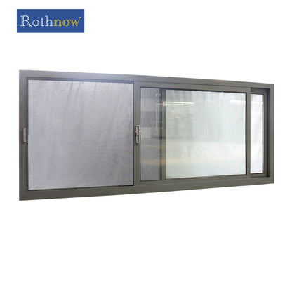 Rothnow® Aluminum 126 Series sliding window with bug screen, black finish, 1000mm width by 1000mm height, modern design