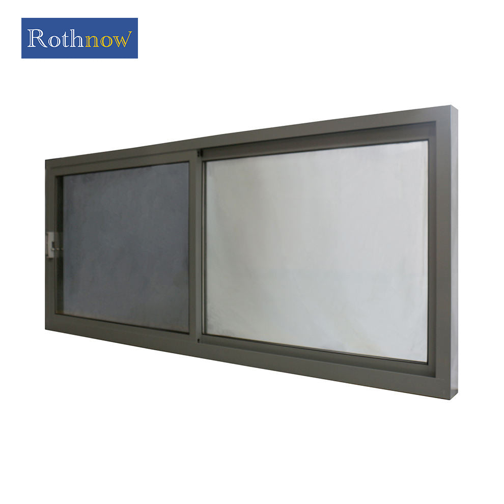 Rothnow® Aluminum 126 Series sliding window with black frame and bug screen, 1000mm x 1000mm, for residential ventilation.