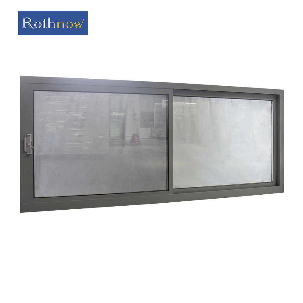 Rothnow® Aluminum 126 Series sliding window with black frame and bug screen, 1000mm W x 1000mm H, modern home window.