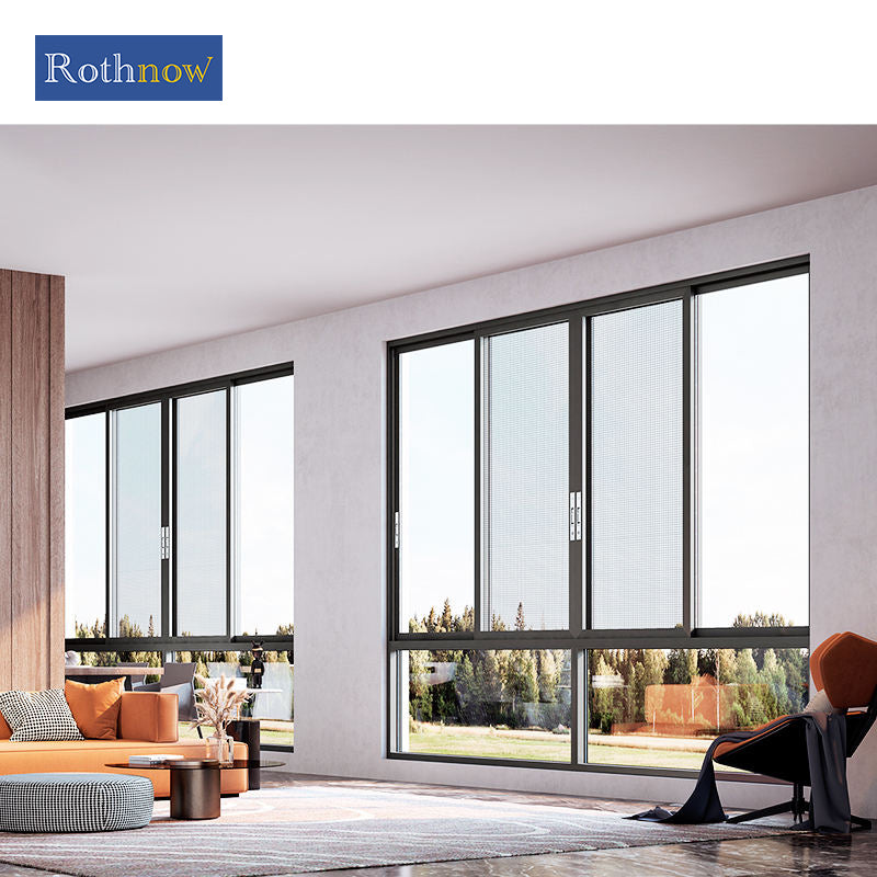 Rothnow Aluminum Window 126 Series thermal break sliding window, black frame, 1000mm W x 1000mm H with sleek modern design