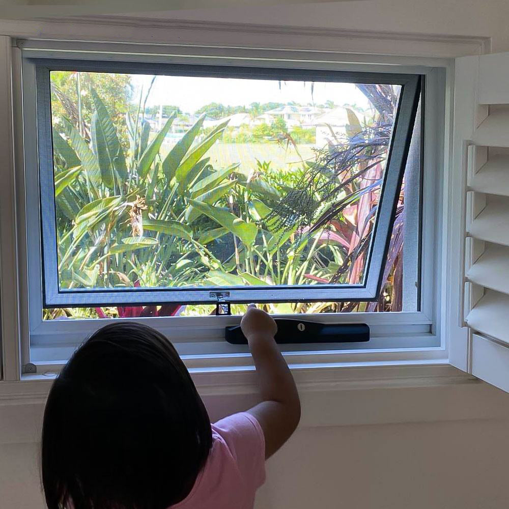 Rothnow® Aluminum 50 Series Awning Window, black, 1000mm width x 1000mm height, with a sleek modern design.