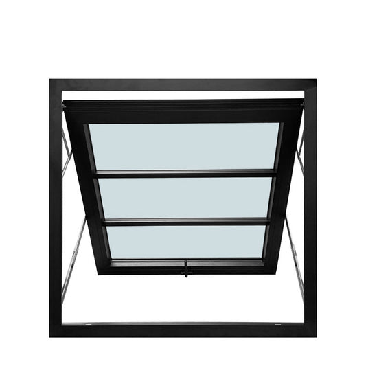 Rothnow® Aluminum 50 Series Awning Window with decorative strips, black finish, 1000mm width by 1000mm height, modern window design