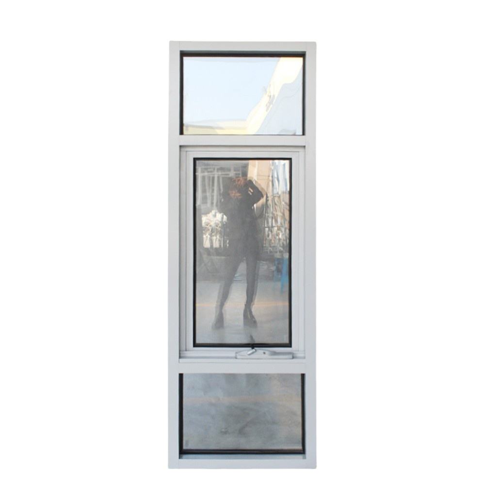 Rothnow® Aluminum Window 50 Series Awning Window with wood grain finish, black frame, 1000mm x 1000mm size, modern design