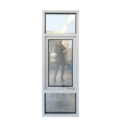 Rothnow® Aluminum Window 50 Series Awning Window with wood grain finish, black frame, 1000mm x 1000mm size, modern design