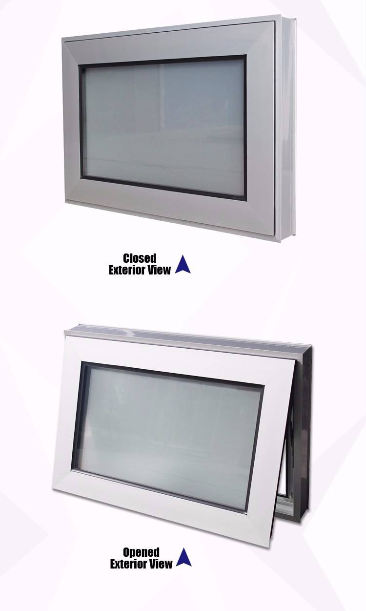 Rothnow Aluminum Window 50 Series Awning Window in wood grain finish, 1000mm W x 1000mm H, black frame, modern design