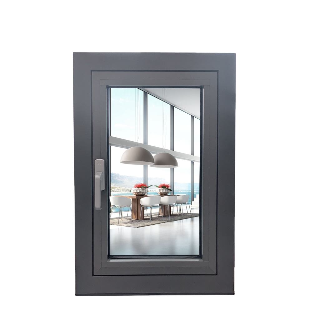 Black Rothnow aluminum 50 Series casement window with 1000mm width, 1000mm height, and 150mm frame, featuring clear glass panes.