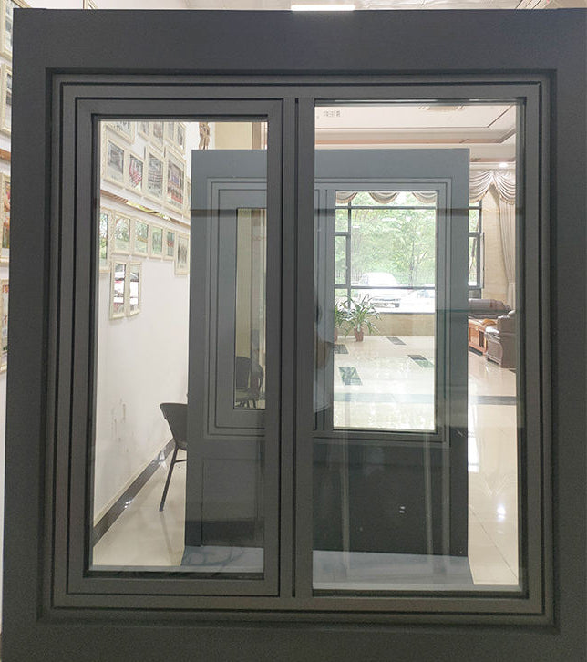 Black Rothnow aluminum 50 Series casement window for apartment, 1000mm wide and 1000mm high, with visible window frame and glass pane.