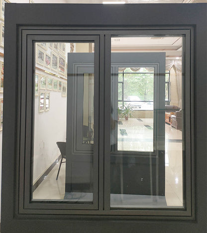 Black Rothnow aluminum 50 Series casement window for apartment, 1000mm wide and 1000mm high, with visible window frame and glass pane.