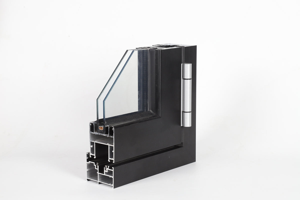 Rothnow® 50 Series aluminum casement window for apartment, black frame, 1000mm wide by 1000mm high, with open window sash.