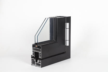Rothnow® 50 Series aluminum casement window for apartment, black frame, 1000mm wide by 1000mm high, with open window sash.