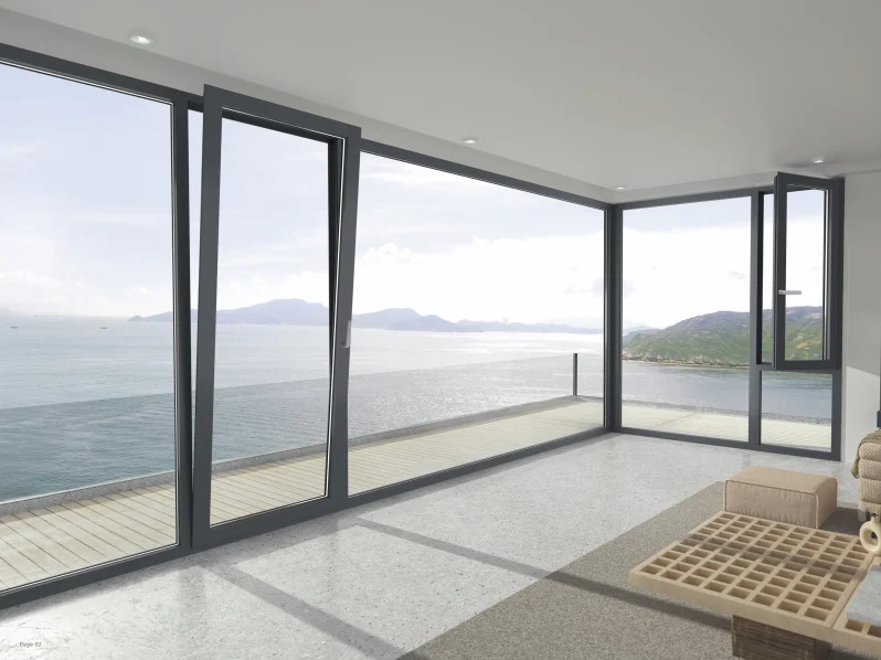 Rothnow® aluminum 50 Series casement window, 1000mm W x 1000mm H, black frame, designed for versatile window installation.