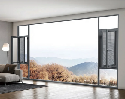 Black Rothnow aluminum 50 Series casement window with 1000mm width and 1000mm height, featuring sleek frame and glass pane.