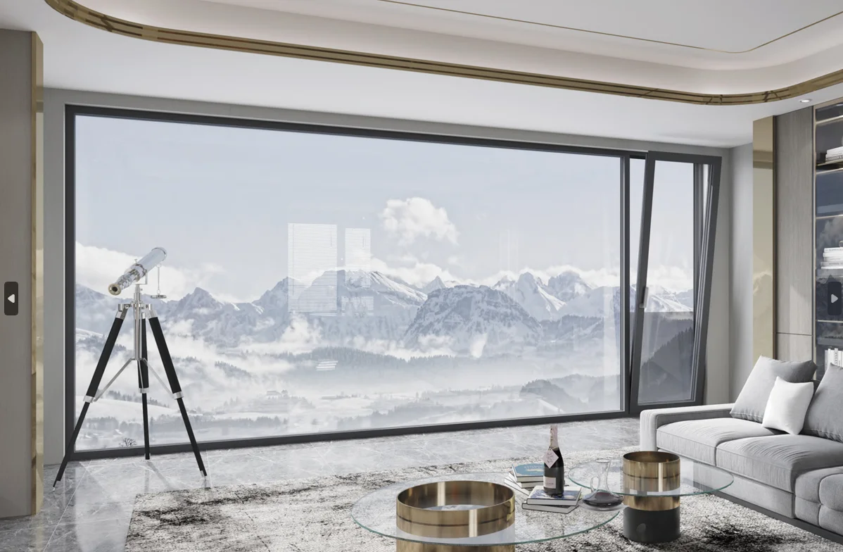 Rothnow® aluminum 50 Series casement window in black, with a 1000mm width and height, showcasing sleek modern design.