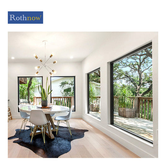 Rothnow® Aluminum 50 Series fixed window, 1000mm W x 1000mm H, black frame, sleek modern design for residential or commercial use.