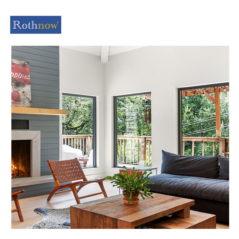 Rothnow® Aluminum 50 Series Fixed Window, 1000mm W x 1000mm H, black frame, modern design, for natural light and views.