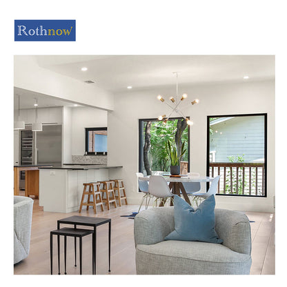 Rothnow® Aluminum Window 50 Series fixed window with black frame, 1000mm W x 1000mm H, showcasing sleek modern design.