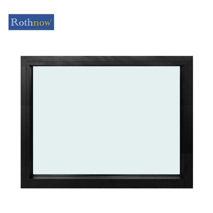 Rothnow® Aluminum Window 50 Series fixed window, 1000mm x 1000mm black frame, clear glass for modern home lighting.