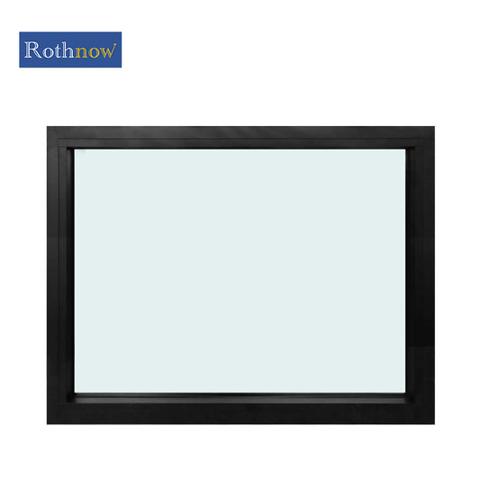 Rothnow® Aluminum Window 50 Series fixed window, 1000mm x 1000mm black frame, clear glass for modern home lighting.